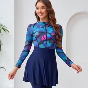 Nouveaux burkinis musulmans conservateurs à manches longues, ensemble de 5 pièces + coussin de poitrine + chapeau + pantalon + jupe, maillots de bain respirants grande taille - Product Image 2