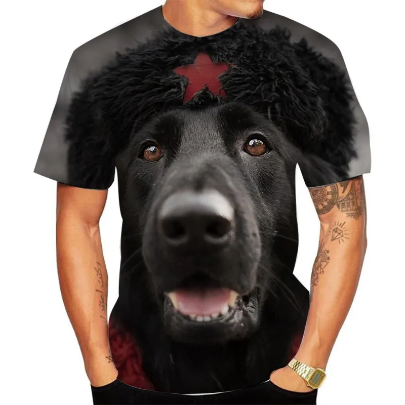 Wholesale Price 3D Dog Animal Patterned Print t shirt Novelty Stylish personality Men Casual Tshirt