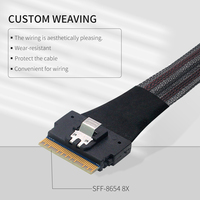 SFF-8654 MINI SlimSAS 8i 74 Pin jantan ke SFF-8643 ganda 4i betina kabel koneksi Server 0.5m/0.8 dengan tali kekang nilon kepang