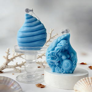 Bougie sculptée à la main en forme de sirène et de coquillage, sculpture artistique inspirée de l'océan, décoration de bureau pour la maison, pour cadeau de fête - Product Image 3