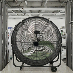 Ventilateur industriel d'intérieur en métal noir de 36 pouces, moteur en cuivre, 3 pales courbées, pour application domestique extérieure, portable sur pied - Product Image 1