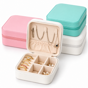 Organisateur de bijoux portable carré en cuir PU personnalisé, modèle Ele Queen, petite trousse de voyage 10x10x5cm avec fermeture éclair, personnalisable - Product Image 4