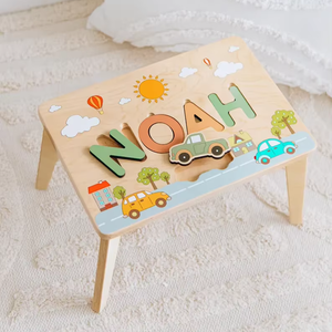 Taburete personalizado para niños pequeños, taburete de rompecabezas con nombre de madera, regalo de cumpleaños - Product Image 4
