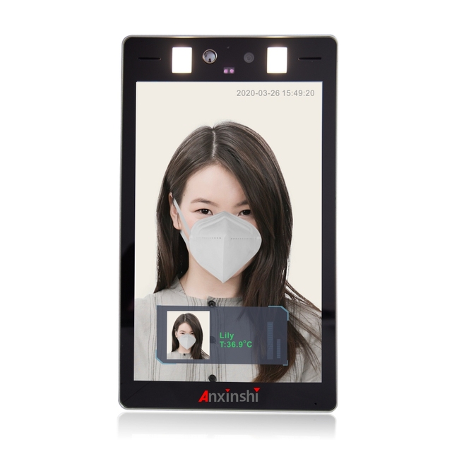8 Inch Multi Audio Language Ai Automatic Body Facial Temperature Measurement Recognition Attendance System Ip Camera
