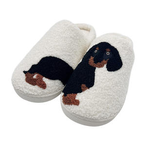 Femmes hommes mignon teckel <span class=keywords><strong>chien</strong></span> pantoufles floue mémoire mousse anti-dérapant doux dessin animé intérieur en peluche pantoufles - Product Image 6