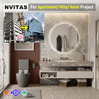 Meuble de salle de bain moderne en MDF NVITAS avec lavabo, couleur personnalisable, à fixation murale pour projets hôteliers, appartements, chambres et villas