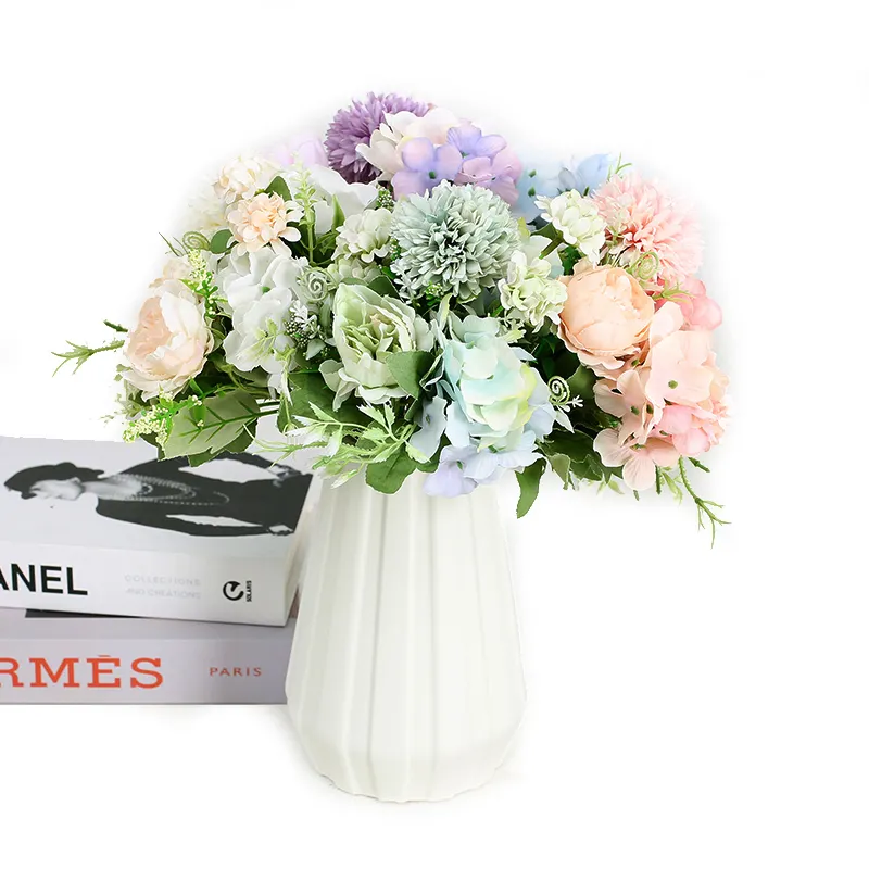 A208 Everlasting ดอกไม้งานแต่งงานตกแต่งดอกโบตั๋นดอกไฮเดรนเยียปลอมขายส่งดอกโบตั๋นดอกไม้ประดิษฐ์พวง