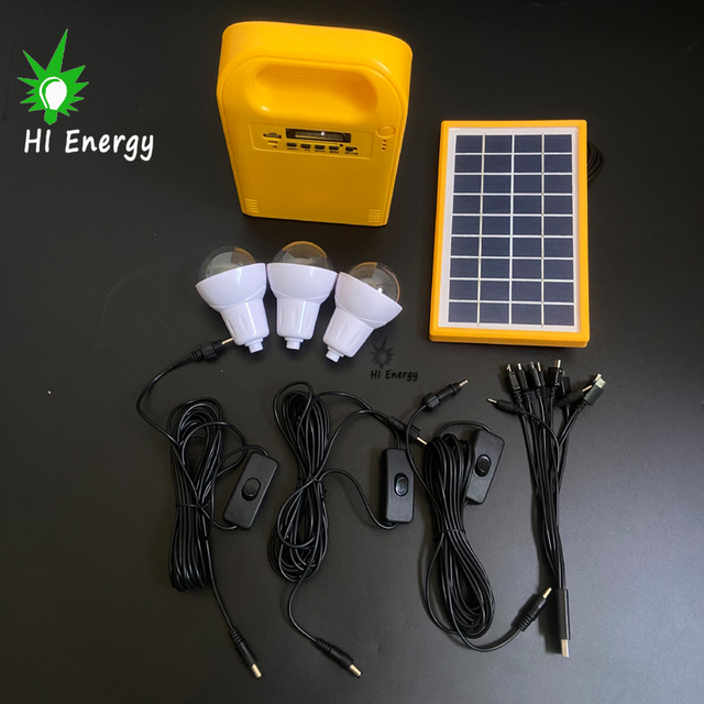 HiEnergy Rechargeable Kit Mini Solare Portable Solar Kit Camping Small Off-grid Solar Kit with FM Radio