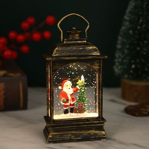 Decoración Navideña LED de Plástico Brillante, Linterna Plana con Agua para Interiores, Adorno de Mesa con Diseño de Papá Noel y Muñeco de Nieve - Product Image 3
