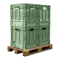 Caisse de rangement pliable robuste et empilable en plastique pour entrepôt, logistique et distribution, idéale pour les fruits