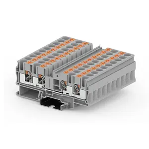 PTD4-2-G PA66 Double-deck Push In Terminal Block Din Rail Quick Ground Terminals Contact Power Wire Connectors