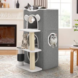 3層キャットハウス、屋内猫用キャットベッド、高速道路の洞窟付きモダンなキャットコンドー、スクラッチ & かゆみポスト、クライミングスタンド - Product Image 5