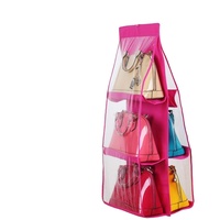 Sac de rangement suspendu en tissu transparent écologique, robuste et pliable, avec six boucles, pour sacs à main, design élégant