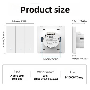 Interruptor de Parede Inteligente WiFi 2.4GHz com Botão e Controle por Voz Alexa & Google Assistant 10A 240V Multi-Gang IP20 - Product Image 3