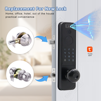 Serrure de porte intelligente à reconnaissance faciale noire, empreinte digitale, mot de passe, carte IC, application Tuya pour porte de chambre