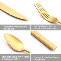 High Quality Custom Bulk Gold Cutlery Stainless Steel Flatware Set for Wedding Restaurant