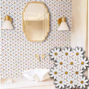Carreaux de sol muraux en mosaïque moderne polie avec design de fleurs en marbre pour salle de bain <span class=keywords><strong>cuisine</strong></span> villa - Product Image 1