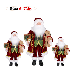 منتج جديد لشتاء 2026 زينة عيد الميلاد على شكل سانتا كلوز من المخمل البورجندي قابلة للتخصيص - Product Image 1