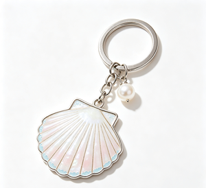 Porte-clés personnalisé en coquillage, alliage de zinc, émail, métal, pendentif perle, souvenir de plage, cadeau - Product Image 2
