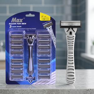 Max Triple Blade Swedish Stainless Steel Underarm Disposable System <b>Razor</b> for <b>Men</b> with 1 Handle +17 Free Cartridges - Product Image 3