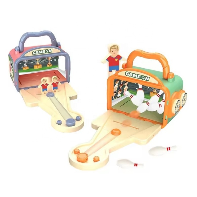 Factory Direct 2-in-1 Handheld Plastic Board Games Casual Bowling and Soccer for Two Players Three-Color Options for Kids Toys