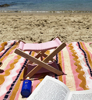 Coussin de plage portable haut de gamme, pliable, confortable, en coton doux, avec cadre en bois, pour le sable, le jardin et les pique-niques