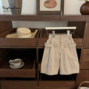 TongXingYuan Women's High Waist Khaki Shorts Breathable Casual Summer Wear - Product Image 1