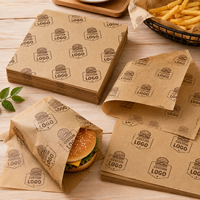 Hojas de Papel para Hamburguesas Impresas Personalizadas, Resistentes a la Grasa, de 10x10, 12x12, 15x15 Pulgadas, para Restaurantes, Cafeterías, Compradores de Comida para Llevar