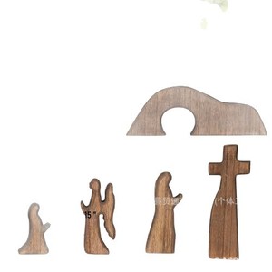 Mini estatuas de madera con escena de Pascua, decoración hecha a mano para uso doméstico en interiores - Product Image 5