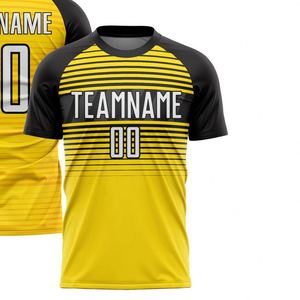 Camiseta de Fútbol a Rayas Amarillas y Negras, Manga Corta, Transpirable, de Secado Rápido, Uniforme Deportivo Ligero para Entrenamiento y Partido - Product Image 2
