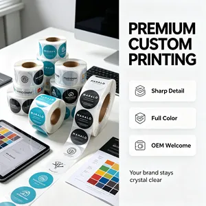 Custom Size Round Roll Stickers Self-Adhesive Transparent <b>Label</b> for Gift Box Sealing Strong <b>Stickiness</b> Digital Printing - Product Image 2