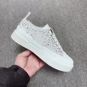 Chaussures plates pour femmes en cuir véritable de haute qualité, chaussures de créateur de luxe en cristal - Product Image 6