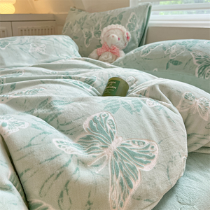 Nuovo lenzuolo di flanella e copripiumino invernale imbottito Set biancheria da letto invernale 4 pz - Product Image 2