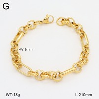 Pulsera de Cadena Gruesa Personalizada de Acero Inoxidable Chapada en Oro de Moda al por Mayor
