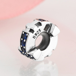 สร้อยข้อมือเงินแท้ S925 ประดับจี้รูปกากบาทประดับเพชรซิคอนสีขาวใส พร้อมตัวล็อคแบบละเอียด สำหรับทำเครื่องประดับแฟชั่น DIY - Product Image 4