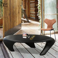 Table basse extensible moderne en plastique PETG, forme ovale, pieds triangulaires, table à thé pour hôtel, centre commercial, réception