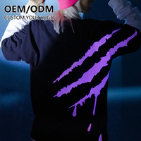 Mode Hot Selling Lichtgevende T-Shirt Custom Zeefdruk Ontwerp Logo Glow At Night Up Up Oversized Heren Tshirt