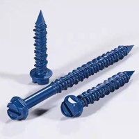 Vis d'ancrage pour béton à tête hexagonale fendue, en acier au carbone, finition oxyde noir, classes 4.8 et 6.8, filetage standard