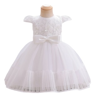 Baihui Girls' <b>Red</b> Embroidered Tulle Dress With <b>Bow</b> Short Sleeve Princess Style For Parties - Product Image 5