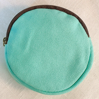 Sac à monnaie rond en toile de coton personnalisé pour femme, mini porte-monnaie avec fermeture éclair, pochette de rangement pour clés et porte-carte d'identité, sac cadeau