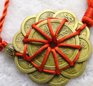 Suerte encanto antiguo <span class=keywords><strong>CHING</strong></span> monedas prosperidad fortuna a casa decoración de coche rojo nudo chino FENG SHUI conjunto - Product Image 2