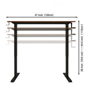 Bureau d'ordinateur assis-debout réglable en hauteur avec levage manuel avec bureau en noyer - Product Image 1