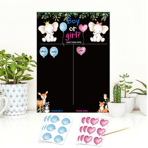 Décorations de fête de révélation de sexe de bébé <span class=keywords><strong>36</strong></span> autocollants de vote de garçon fille il elle a jeté votre vote jeu invités affiche interactive amusante - Product Image 3