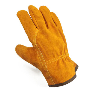 10 pouces AB Grade peau de vache jaune blanc coupe résistant à la chaleur hommes vache <span class=keywords><strong>cuir</strong></span> fendu sécurité Construction jardin conducteur <span class=keywords><strong>gants</strong></span> pour le travail - Product Image 2