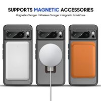 Étui de téléphone portable rose léger 95g effet peau PC+TPU magnétique anti-traces de doigts givré de luxe pour Pixel-8 Pro