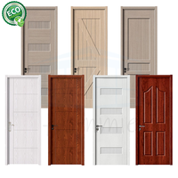 Porte de chambre à coucher en bois massif moderne, imperméable, pré-montée, pour villa/hôtel, surface finie