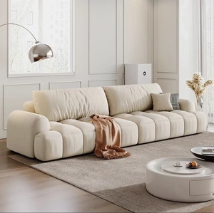 Fabric <strong>Sofa</strong> <strong>Cream</strong> Puff Modern Simple Living Room Furniture Small Three-seat Technology Cloth <strong>Sofa</strong> in Line - Product Image 2