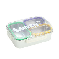 Boîte à lunch compartimentée en acier inoxydable 304, design attrayant, hermétique et anti-odeur, 501-800 ml, motif dessin animé, idéale pour les étudiants