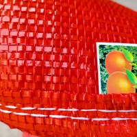 Sac en filet PP rouge-orange avec cordon de serrage, sacs personnalisés en polypropylène pour oignons, pommes de terre et légumes, sacs d'emballage agricole