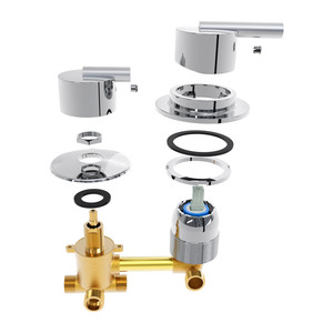Robinet mélangeur thermostatique en laiton Proway avec inverseur, ensemble <span class=keywords><strong>de</strong></span> <span class=keywords><strong>douche</strong></span> et robinets muraux en laiton - Product Image 2